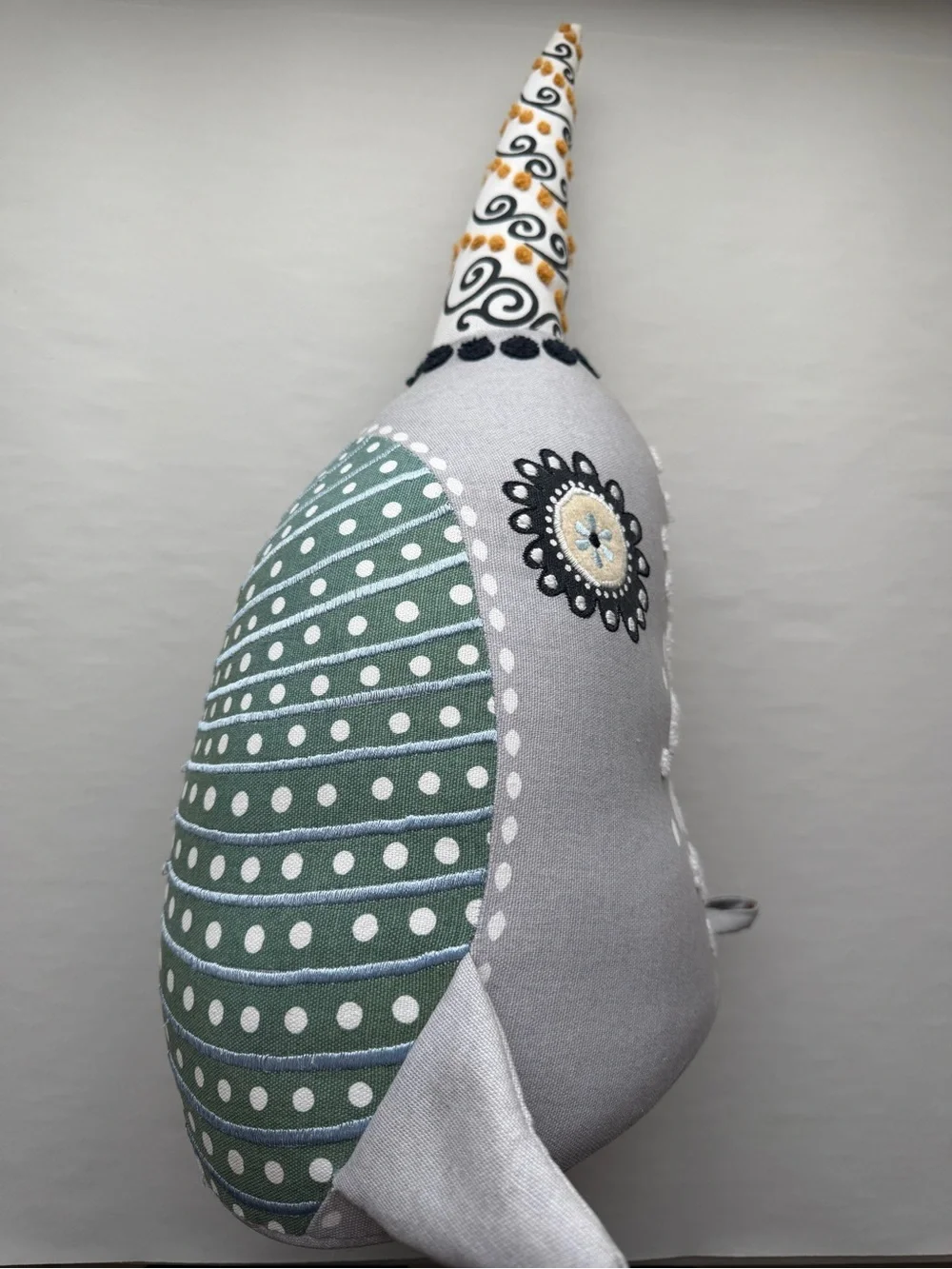 Crate & Barrel Curious Narwhal Head Wall Decor Mounted Plush Nursery Art